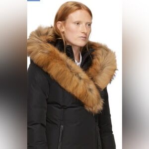 Mackage Black Jacket with Brown Fur Trim